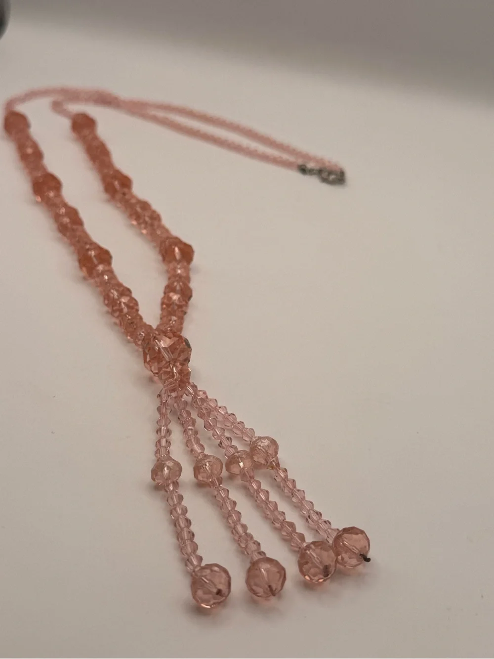 Pink Beaded Tassel Necklace